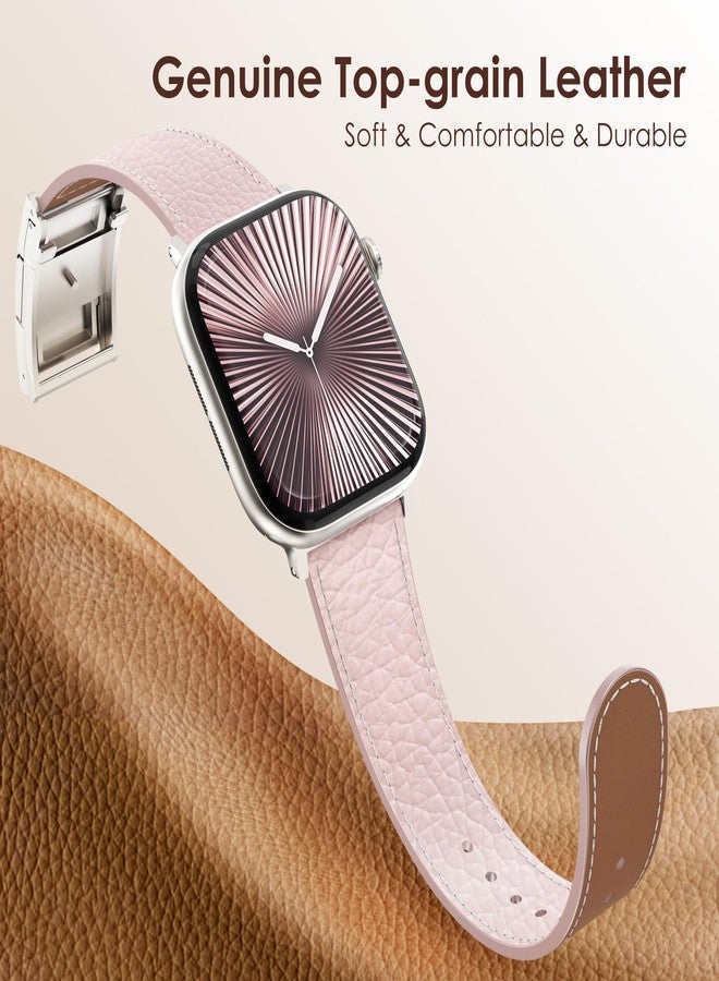 CHANCHY Leather Magnetic Watch Band Compatible with Apple Watch Bands 40mm 38mm 41mm 42mm 44mm 45mm 46mm, Top Grain Leather Dressy Band for Women Men iWatch Ultra SE3 Series 11/10/9/8/7/6/5/4/3/2/1 - Image 4